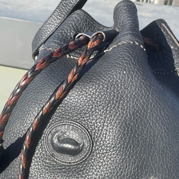 VintageDooney & Bourke Teton Pebbled Leather Drawstring Bucket Crossbody Bag